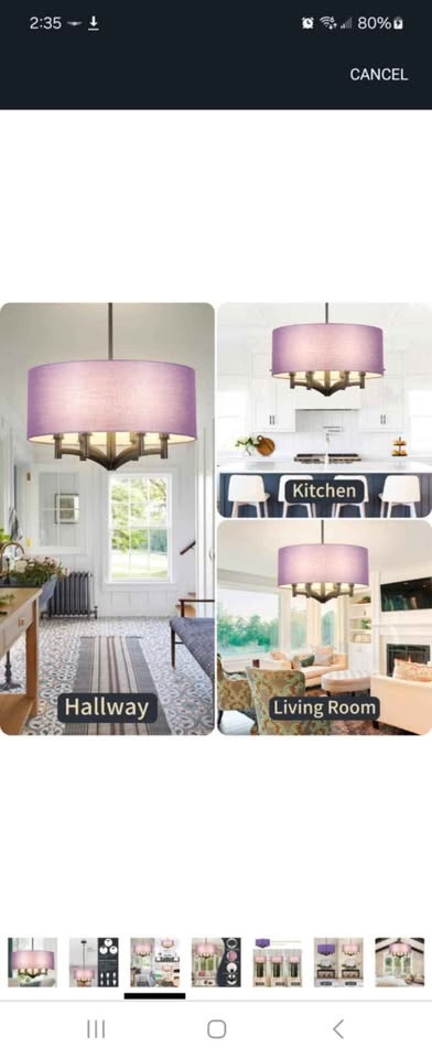 DLLT Drum Chandelier for Dining Room: Purple Modern Drum Chandel - photo 2