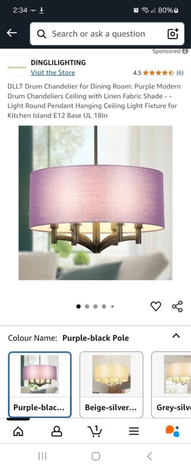 DLLT Drum Chandelier for Dining Room: Purple Modern Drum Chandel - photo 4