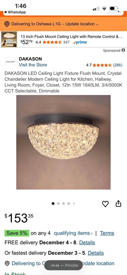 DAKASON LED Ceiling Light Fixture