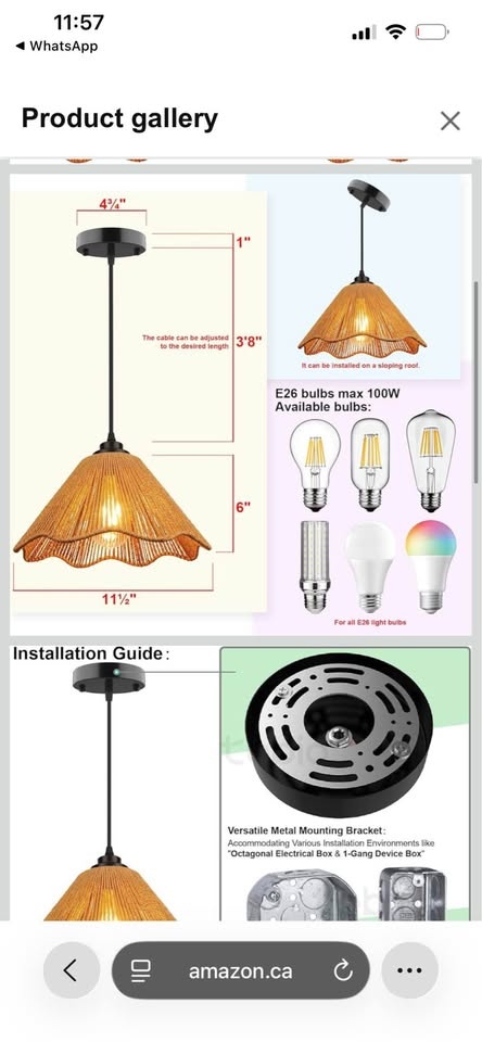 Boho Rattan Semi Flush Mount Ceiling Light - Brown - photo 2