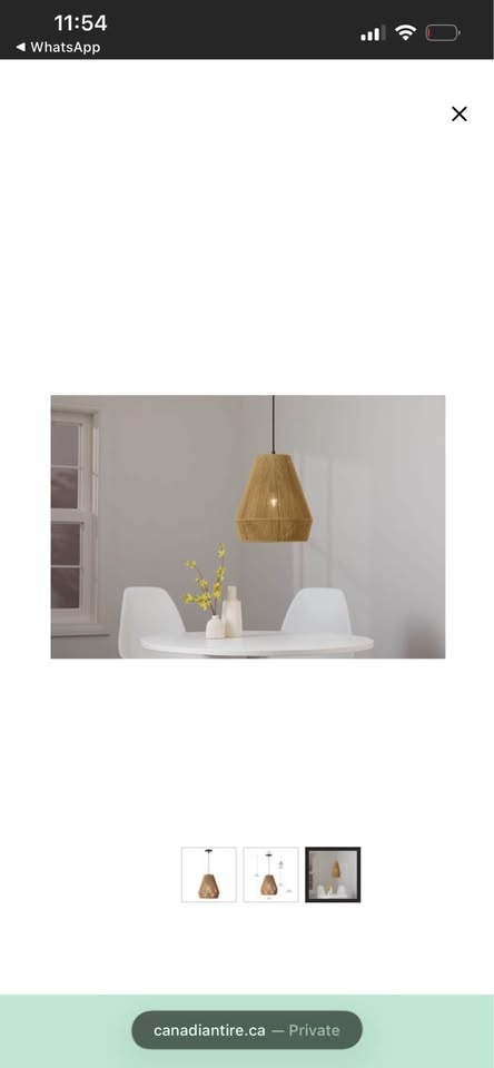 CANVAS Thorne 1-Light Pendant Light with Twine Shade, Matte Blac - photo 3
