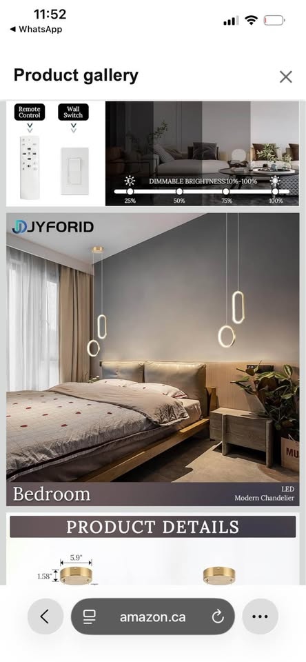 Gold LED Pendant Light Modern - photo 3