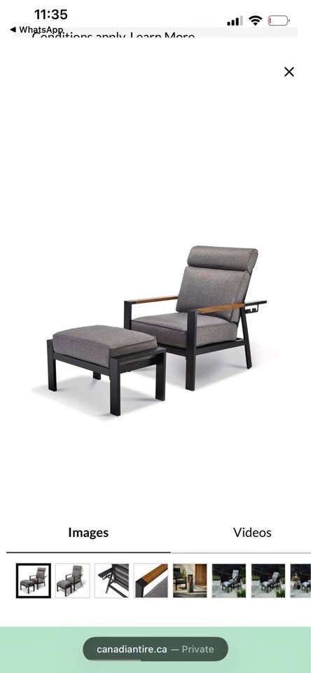 CANVAS Caswell Steel Outdoor Recliner & Ottoman Set