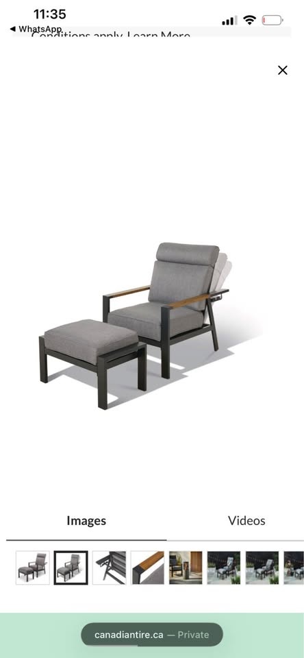 CANVAS Caswell Steel Outdoor Recliner & Ottoman Set - photo 2