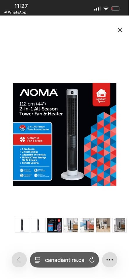 NOMA 2-in-1 Tower Fan & Heater, 44-in - photo 2