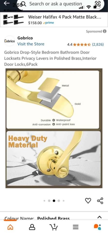 Gobrico Drop-Style Bedroom Bathroom Door Locksets - New - photo 4