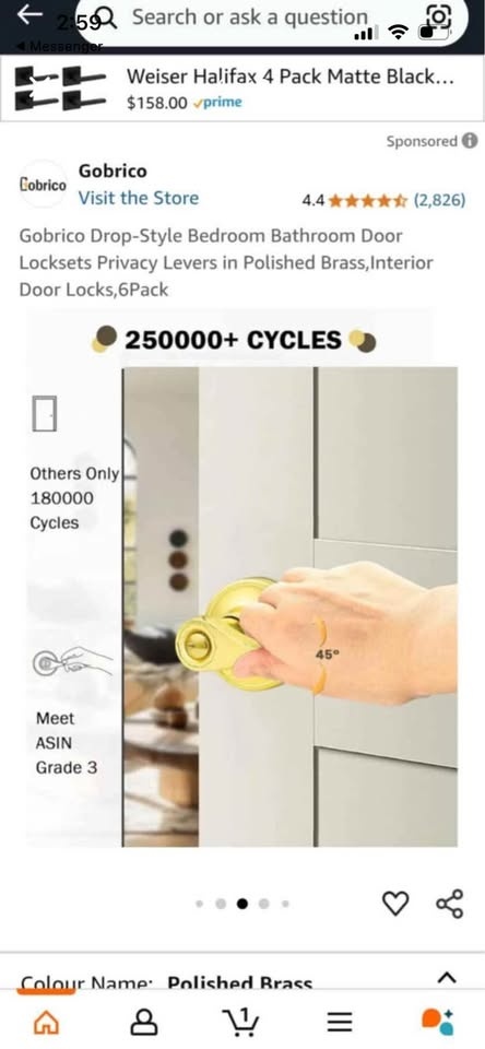 Gobrico Drop-Style Bedroom Bathroom Door Locksets - New - photo 5