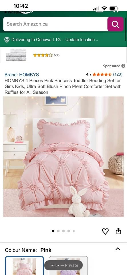 HOMBYS 4 Piece Pink Princess Toddler Bedding Set - Sealed