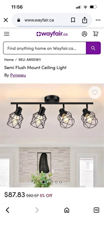 Baocuz 4-Lights Semi Flush Mount Ceiling Light