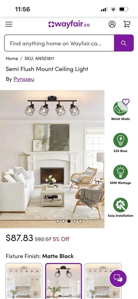 Baocuz 4-Lights Semi Flush Mount Ceiling Light - photo 3