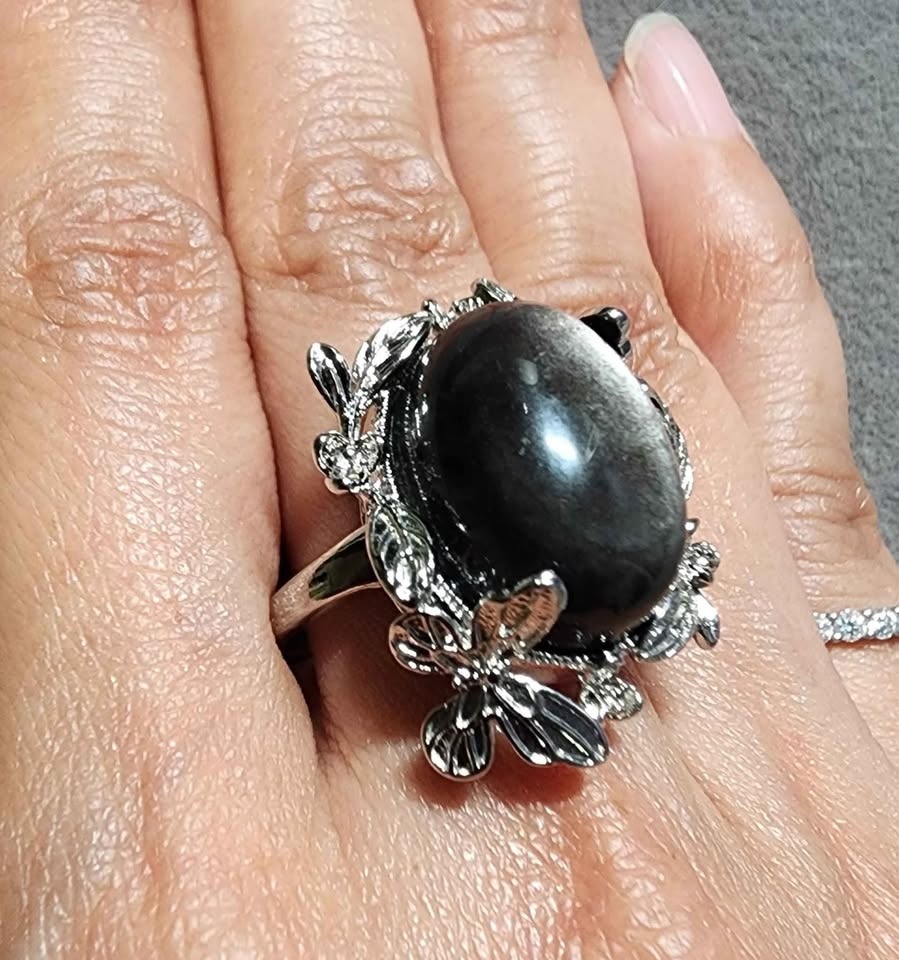 New Silver Obsidian crystal rings - photo 2