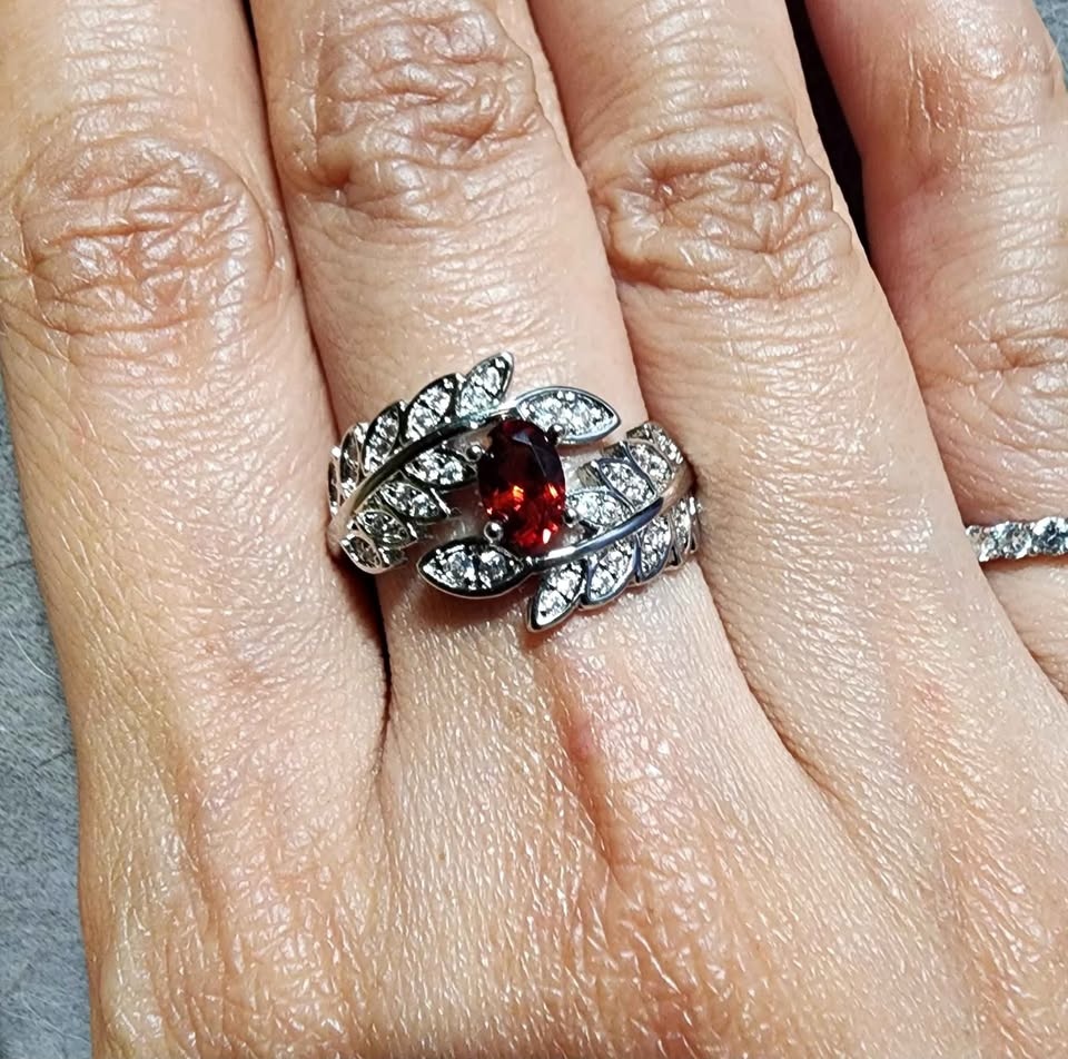 Natural Pyrope Garnet Crystal Ring