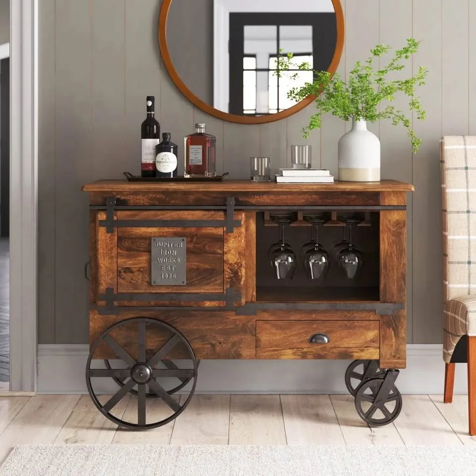 Ramer Solid Wood Bar Cart By Laurel Foundry Modern Farmhouse image indicator(2)