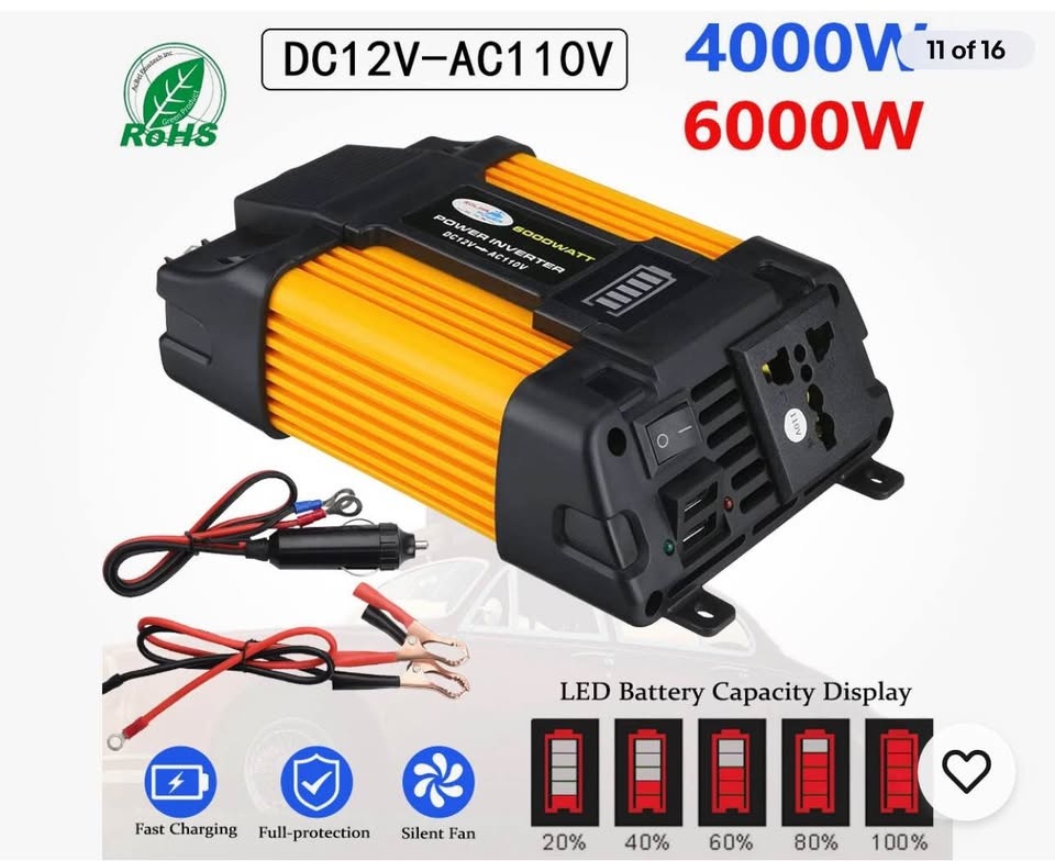 6000W Car Power Inverter 12V DC to 110V AC Sine Wave Converter - photo 3