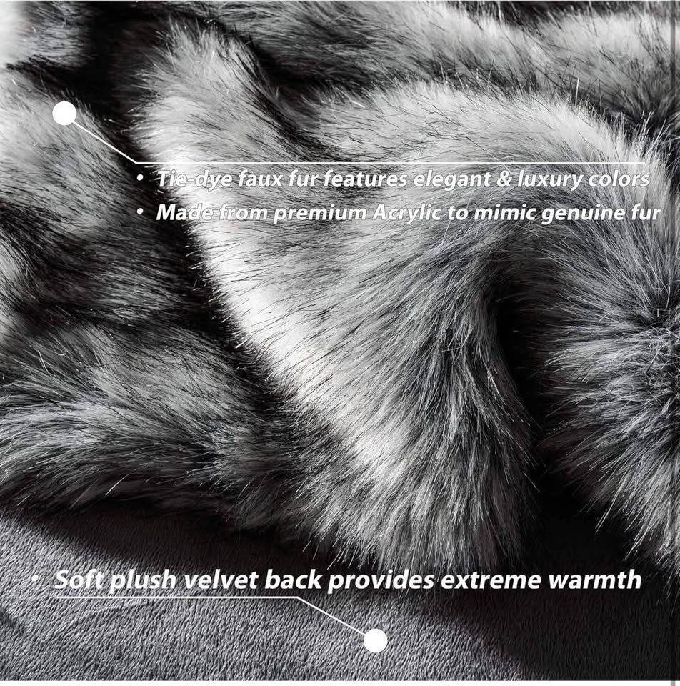 Silver Grey Faux Fur Throw Blanket for Couch, Bed, Fake Fur Blan - photo 2