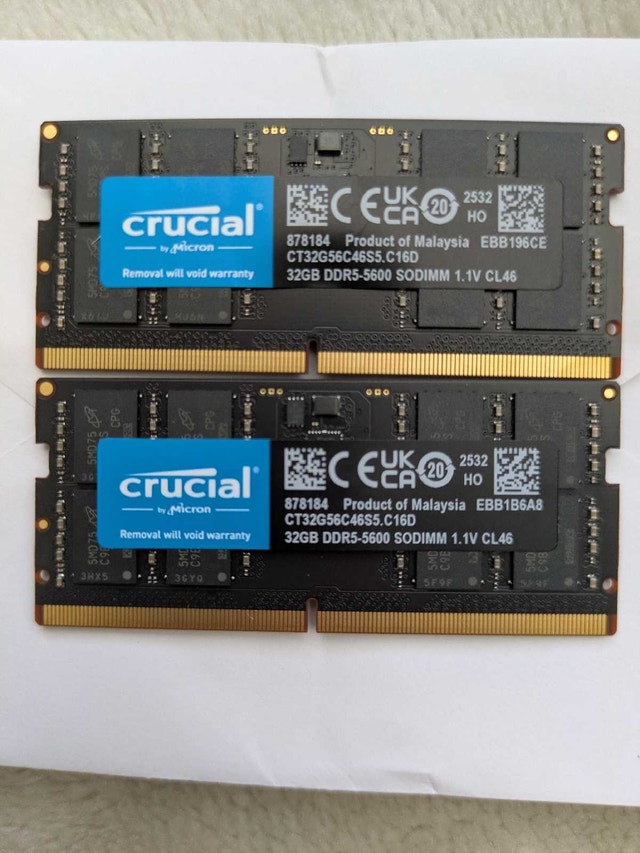 Crucial 32GB DDR5-5600 SODIMM (2x32GB) Laptop Memory - photo 2