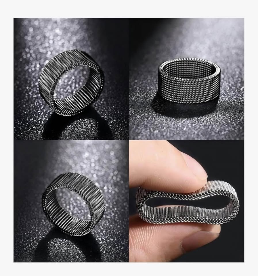 EDC Chainmail Fidget Ring - Titanium Steel, Size 11 - photo 2