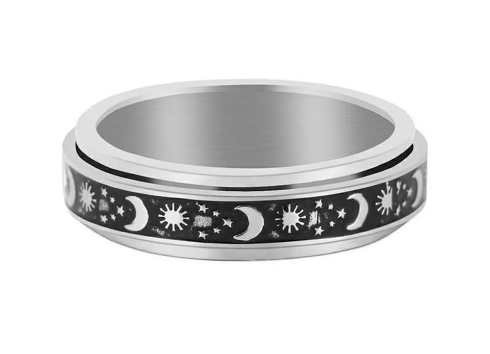 Spinner Ring Sterling Silver Boho Moon Ring - photo 2