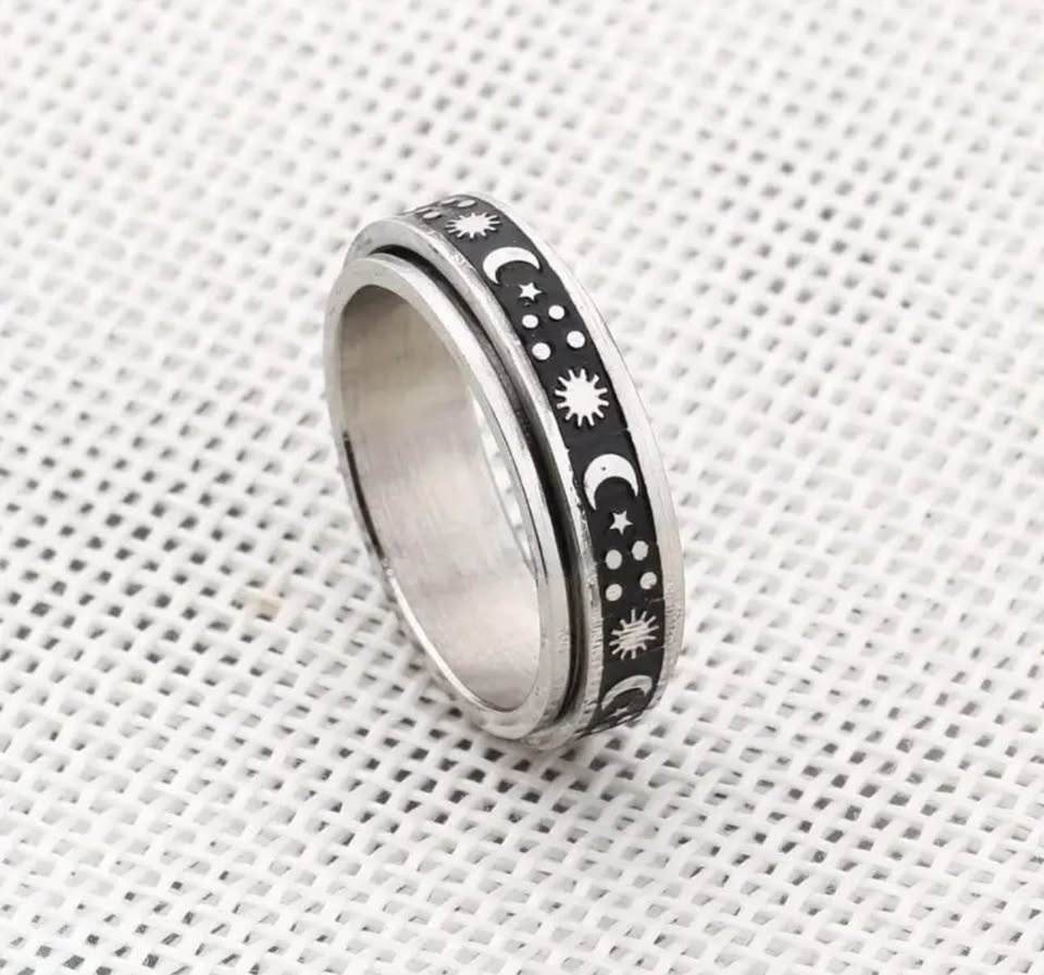 Spinner Ring Sterling Silver Boho Moon Ring - photo 3