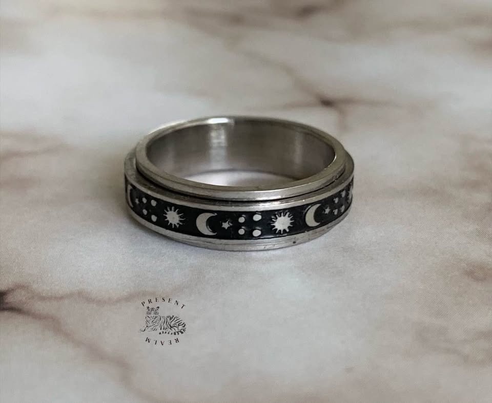 Spinner Ring Sterling Silver Boho Moon Ring - photo 5