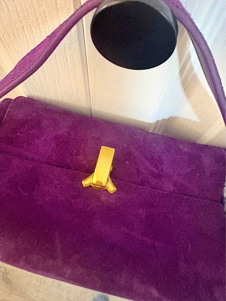Purple Suede Shoulder Bag (GENUINE LEATHER)