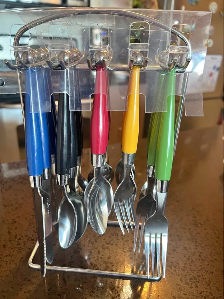 20 piece Flatware Silverware set with rack thumbnail