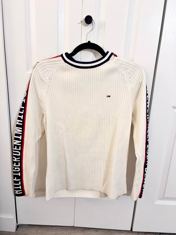 Tommy Hilfiger Denim White Ribbed Sweater Small