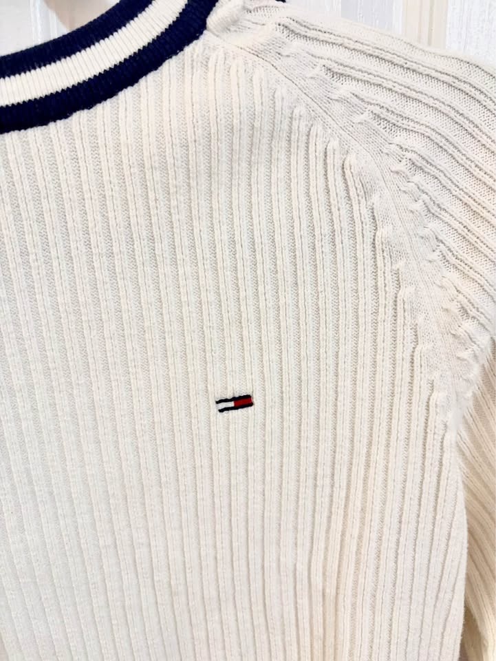 Tommy Hilfiger Denim White Ribbed Sweater Small - photo 2