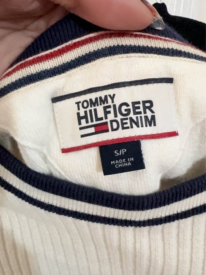 Tommy Hilfiger Denim White Ribbed Sweater Small - photo 4