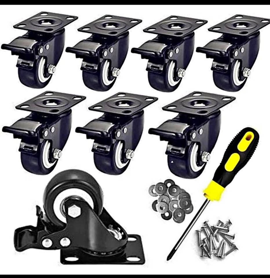 Brand new 2" heavy duty 8 set double lock Swivel Plate Caster Wh
