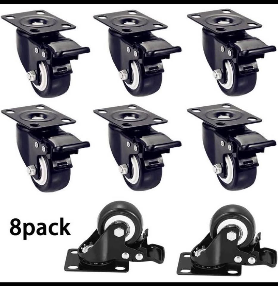 Brand new 2" heavy duty 8 set double lock Swivel Plate Caster Wh - photo 2