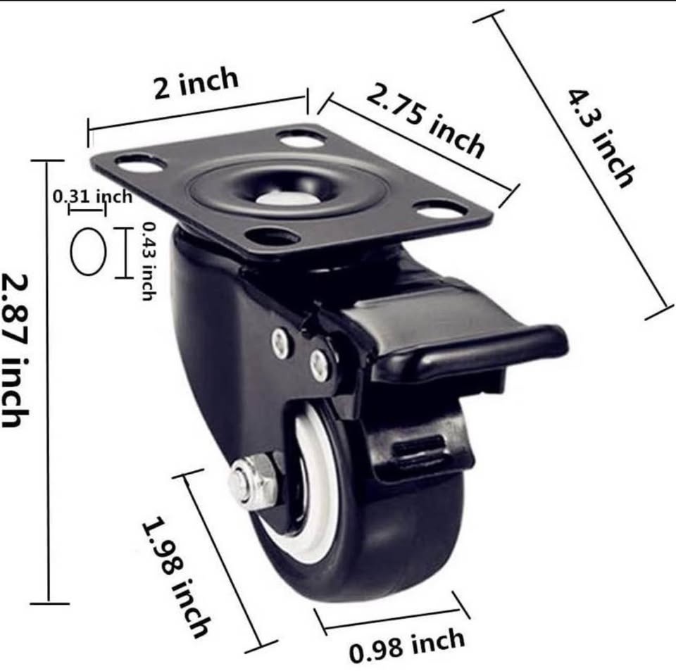 Brand new 2" heavy duty 8 set double lock Swivel Plate Caster Wh - photo 3