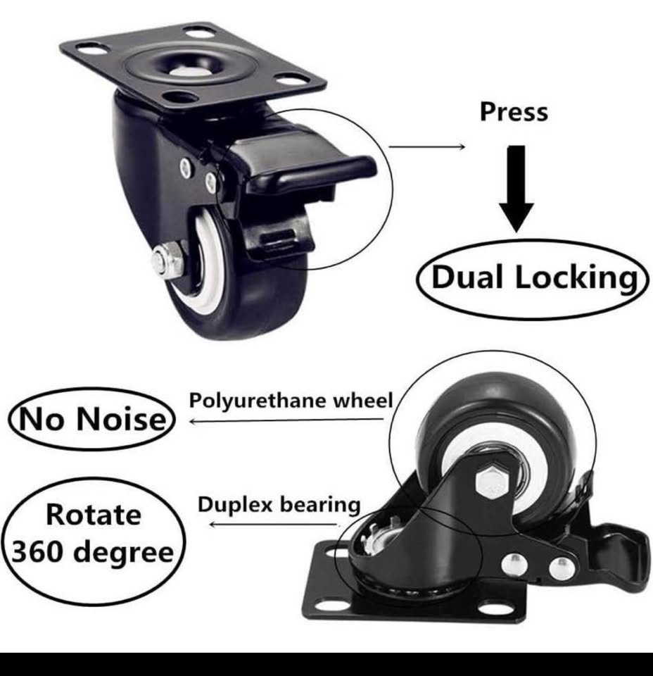 Brand new 2" heavy duty 8 set double lock Swivel Plate Caster Wh - photo 4
