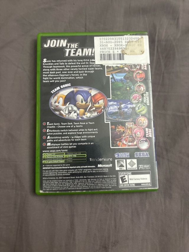 Sonic Heroes Xbox (Damaged Art) - photo 2