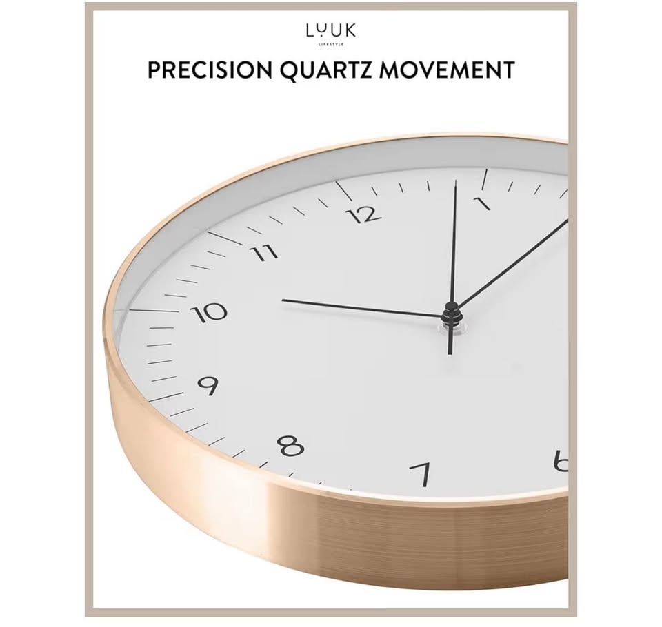 LUUK LIFESTYLE Wall Clock - White & Rose Gold, 12" - photo 3