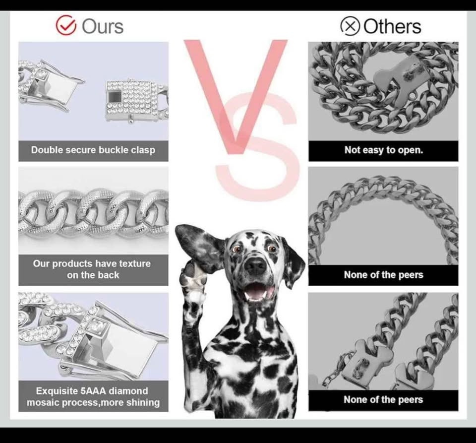 16 inch Silver-Plated Diamond Dog Collar - Cuban Style - photo 5