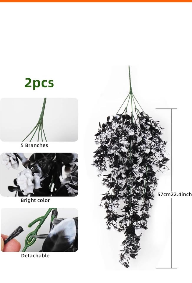 Faux Hanging Plants 2pcs Plastic Outdoor Flowers UV Resistant Ar - photo 2