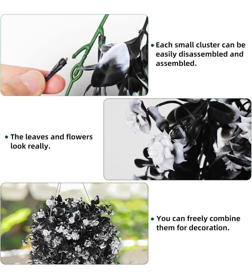 Faux Hanging Plants 2pcs Plastic Outdoor Flowers UV Resistant Ar - photo 4