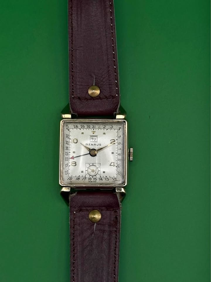 Rare Vintage Benrus Square Triple Calendar Watch | Runs Great