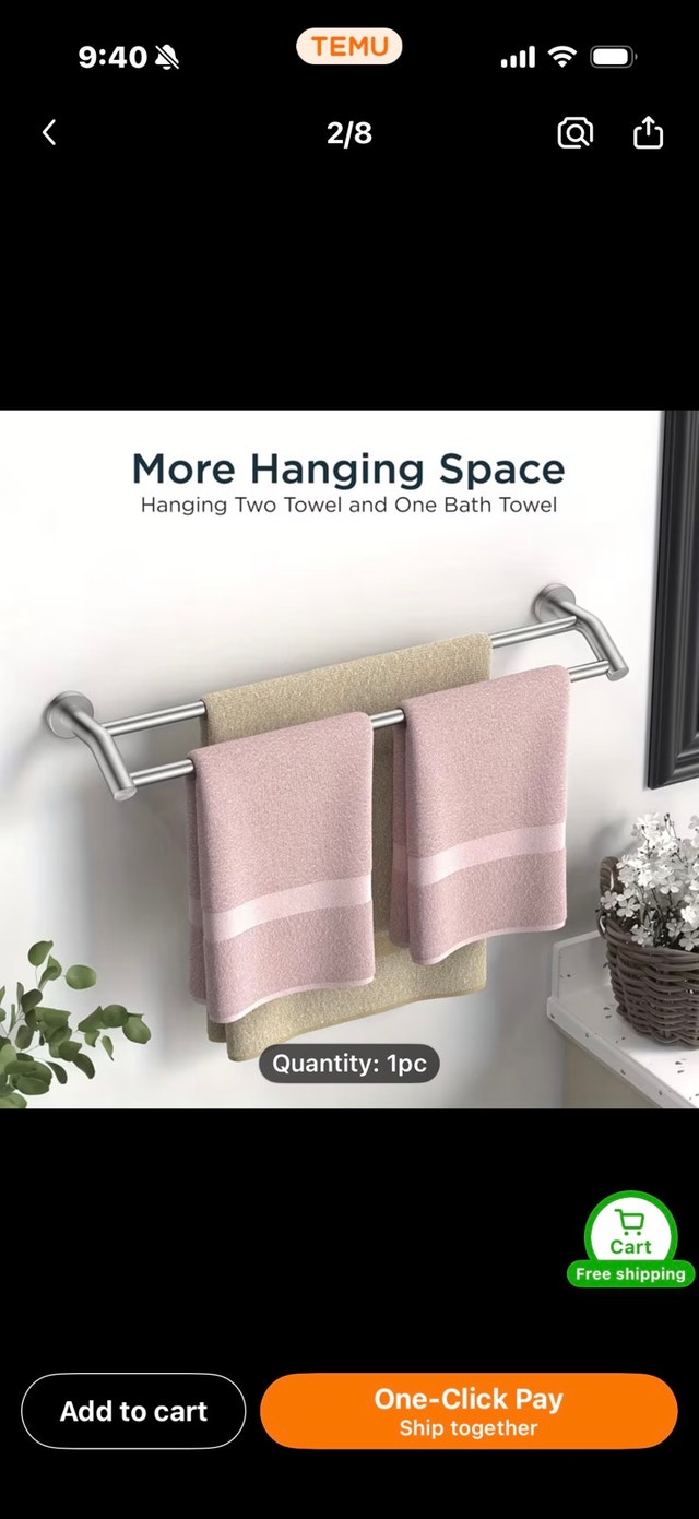 Two brand new 24” double towel bars