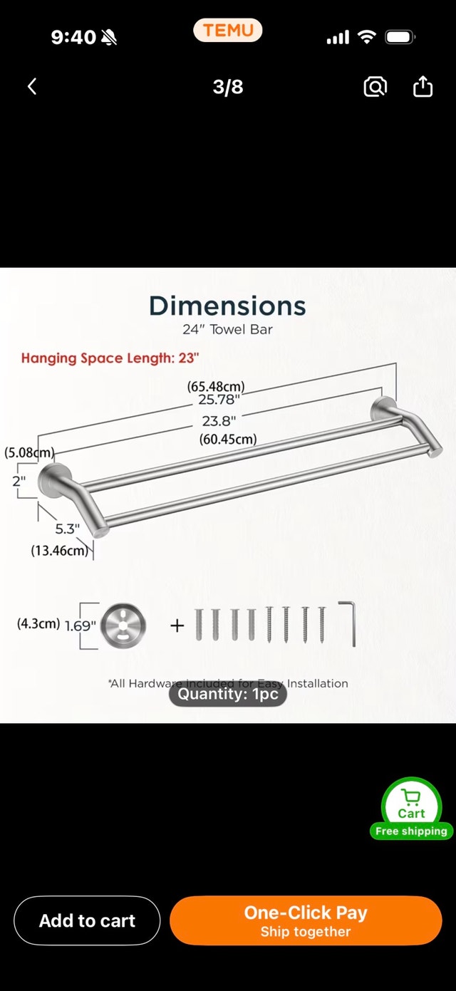 Two brand new 24” double towel bars - photo 2
