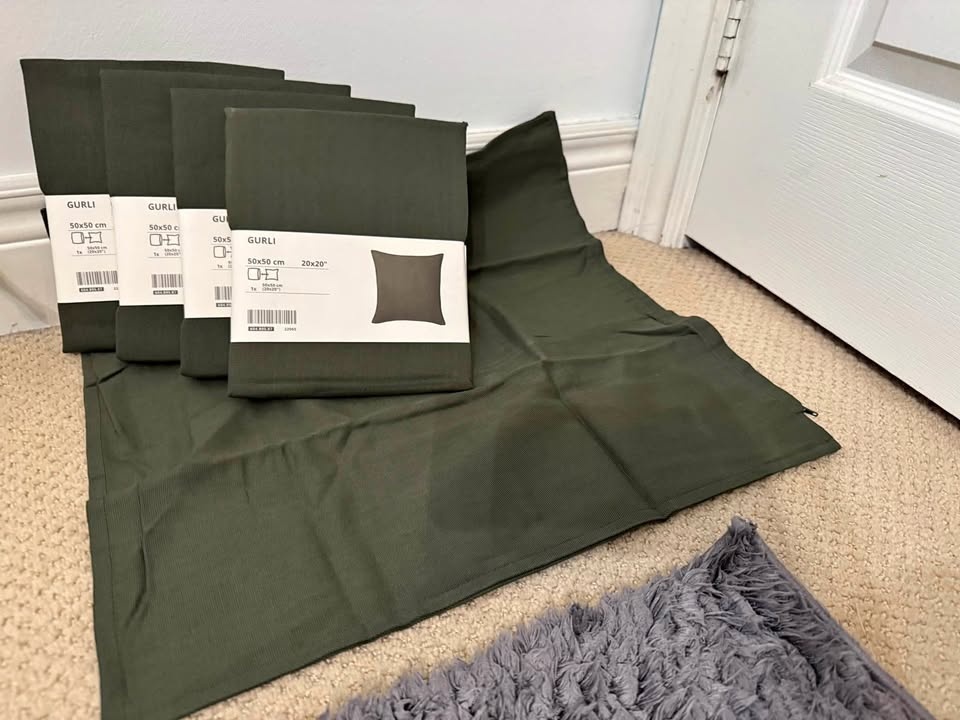 5 IKEA GURLI Pillow Covers - Olive Green (50x50cm)