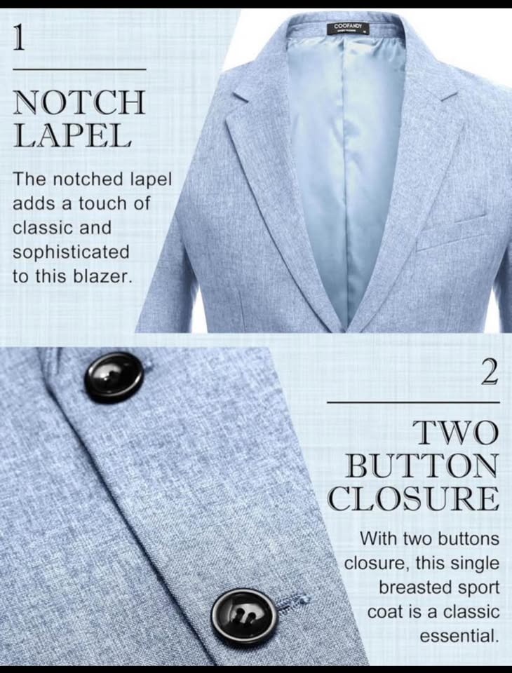 Sky Blue COOFANDY Men's Sports Blazer Coat - Small - photo 4