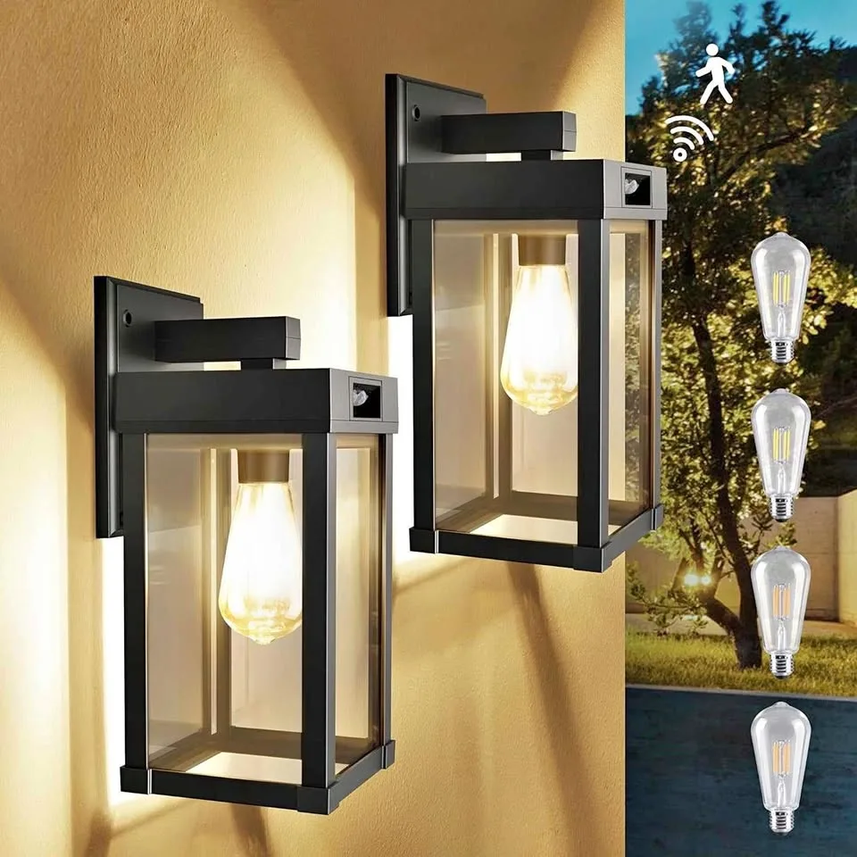 Solar Motion Sensor Wall Lantern Lights Outdoor thumbnail