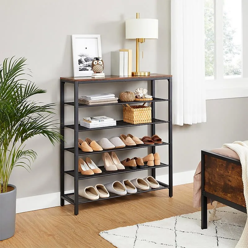 Industrial Rustic 6-Tier Shoe Rack Organizer thumbnail