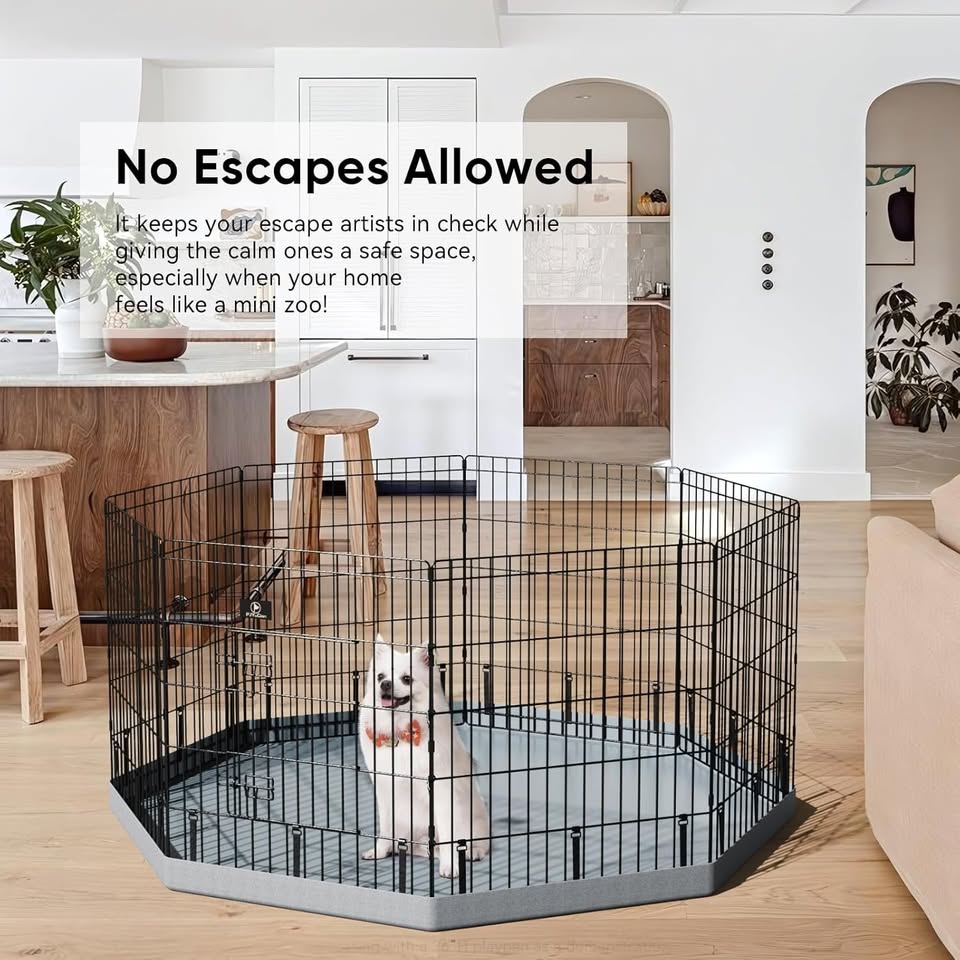 30”H Foldable Puppy Playpen with Grey Bottom Pad - photo 2