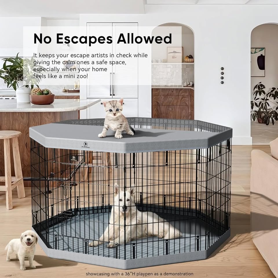 30”H Foldable Puppy Playpen with Grey Bottom Pad - photo 3