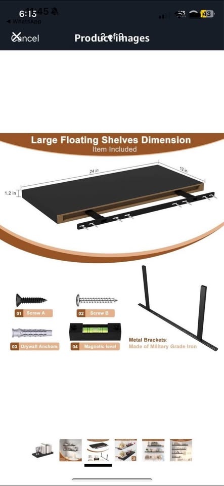 Brand new large black floating shelf for wall - photo 3