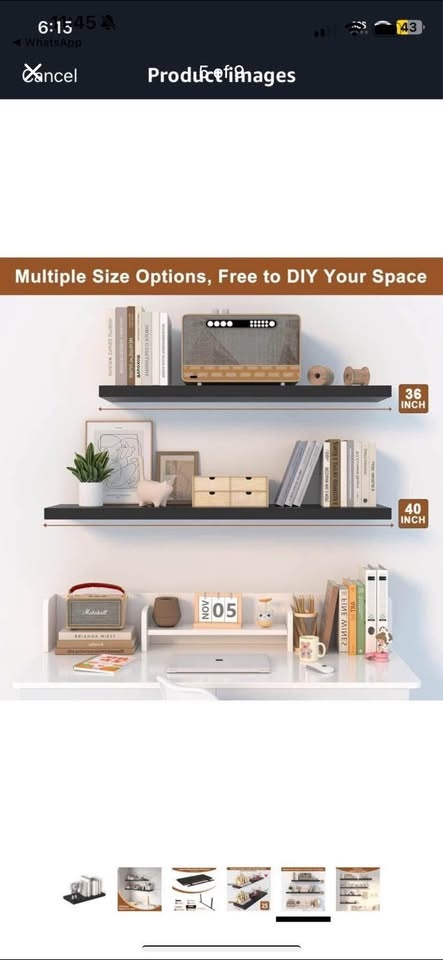 Brand new large black floating shelf for wall - photo 4