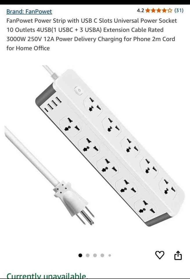 Brand new PowerStrip 10 universal sockets+ USB and USBc